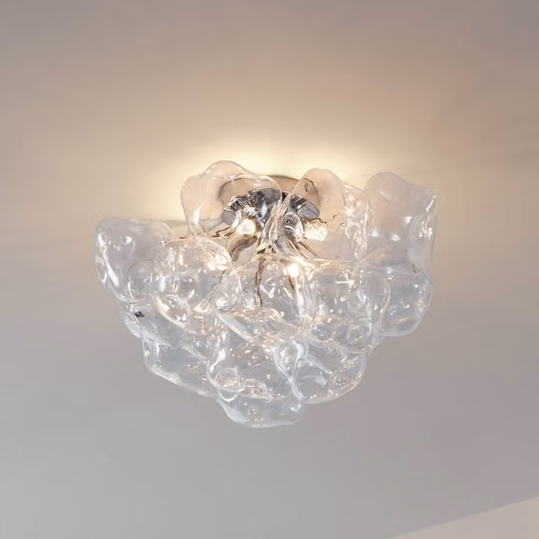 Plafoniera soffitto Diborah Lucande, dimmerabile, Chiaro / Trasparente, Soggiorno / Sala da pranzo, Vetro, Design, Plafoniera