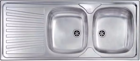 Lavello da incasso a 2 vasche Mondial rettangolare in acciaio inox satinato colore argento L: 116 cm, P: 50 cm