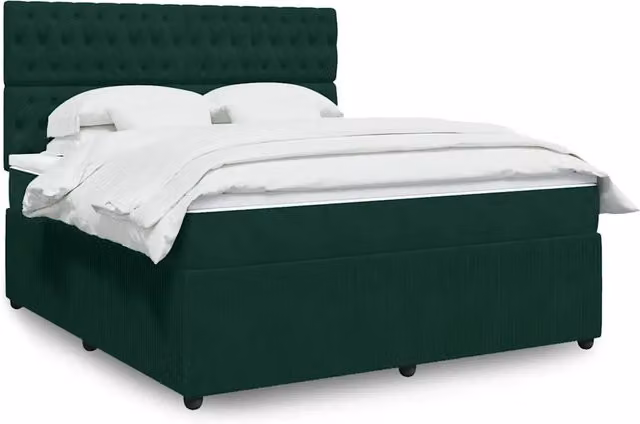 Letto con Giroletto a Molle e Materasso Ibrido vidaXL in Velluto Verde e Bianco L/P: 180 x 200 cm