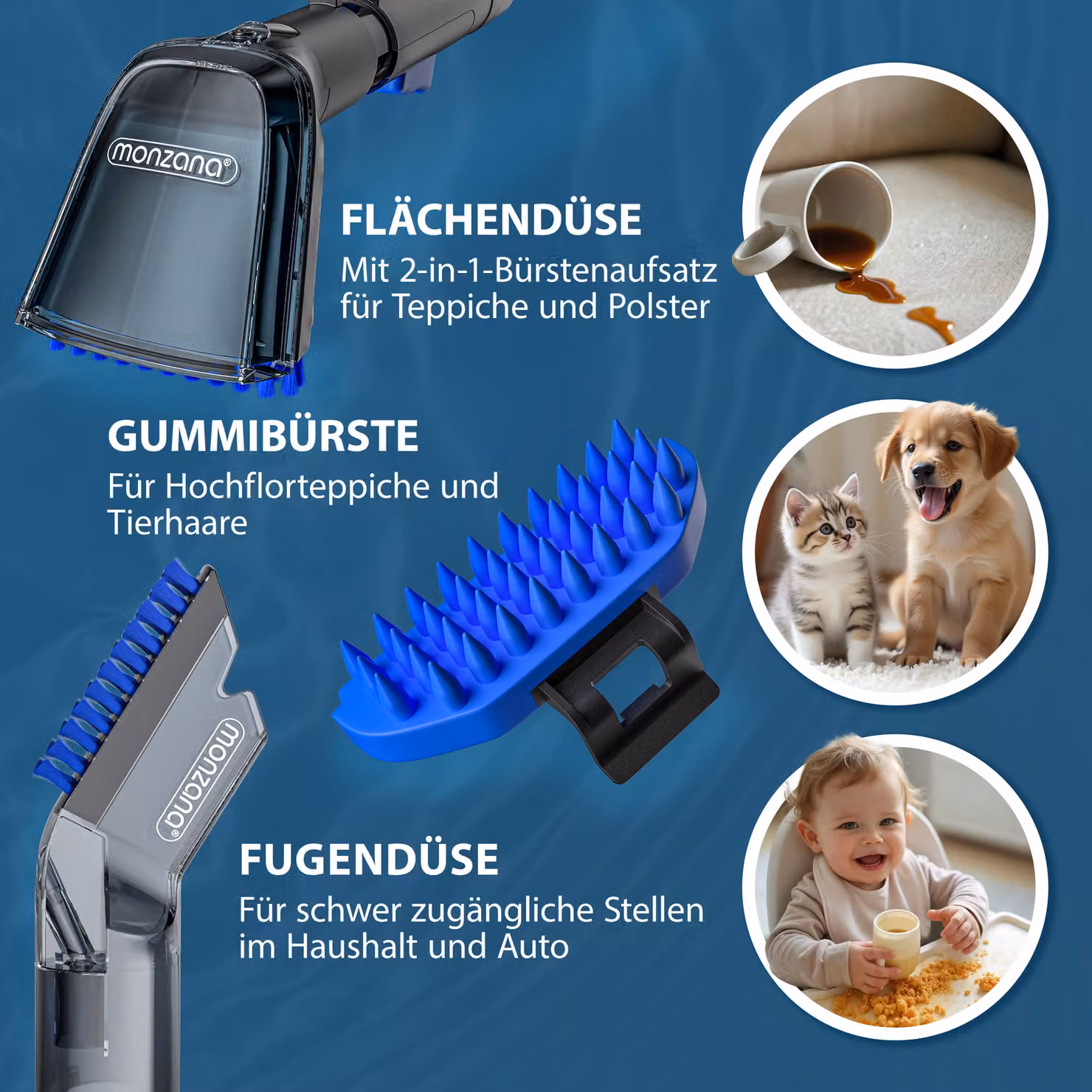 Aspirapolvere Monzana SC4000 Nero/Blu 400W con funzione per peli di animali e acqua calda – 2