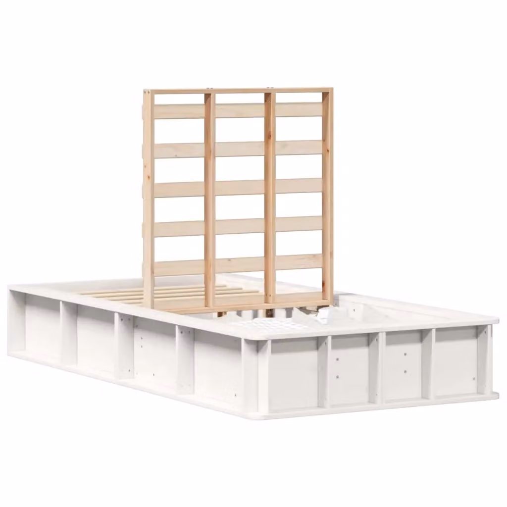 Struttura del letto moderna vidaXL in pino massello bianco L/P/H: 210 x 100 x 108 cm – 2