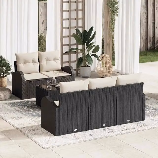 Set Divano da Giardino 6 pz Nero polyrattan 3345917
