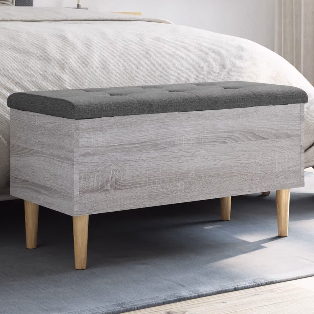 vidaXL Panca Porta Scarpe Grigia con Contenitore in Legno per Soggiorno e Ingresso L/P/H: 82 x 42 x 46 cm