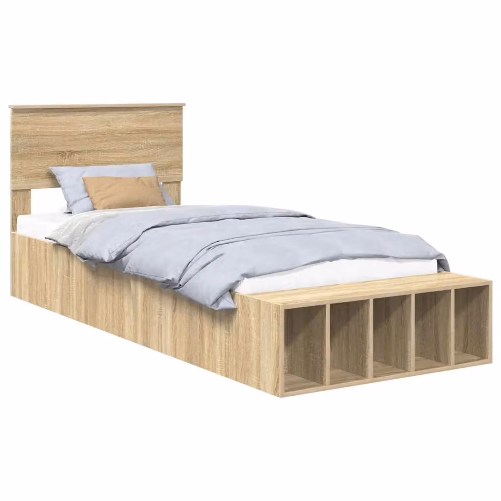 Struttura letto moderna con scaffale vidaXL in Rovere Sonoma marrone L 100 cm x P 200 cm – 2