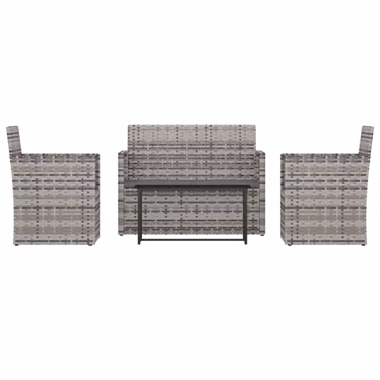 Set Divani da Esterno 4 pz con Cuscini in Polyrattan Grigio