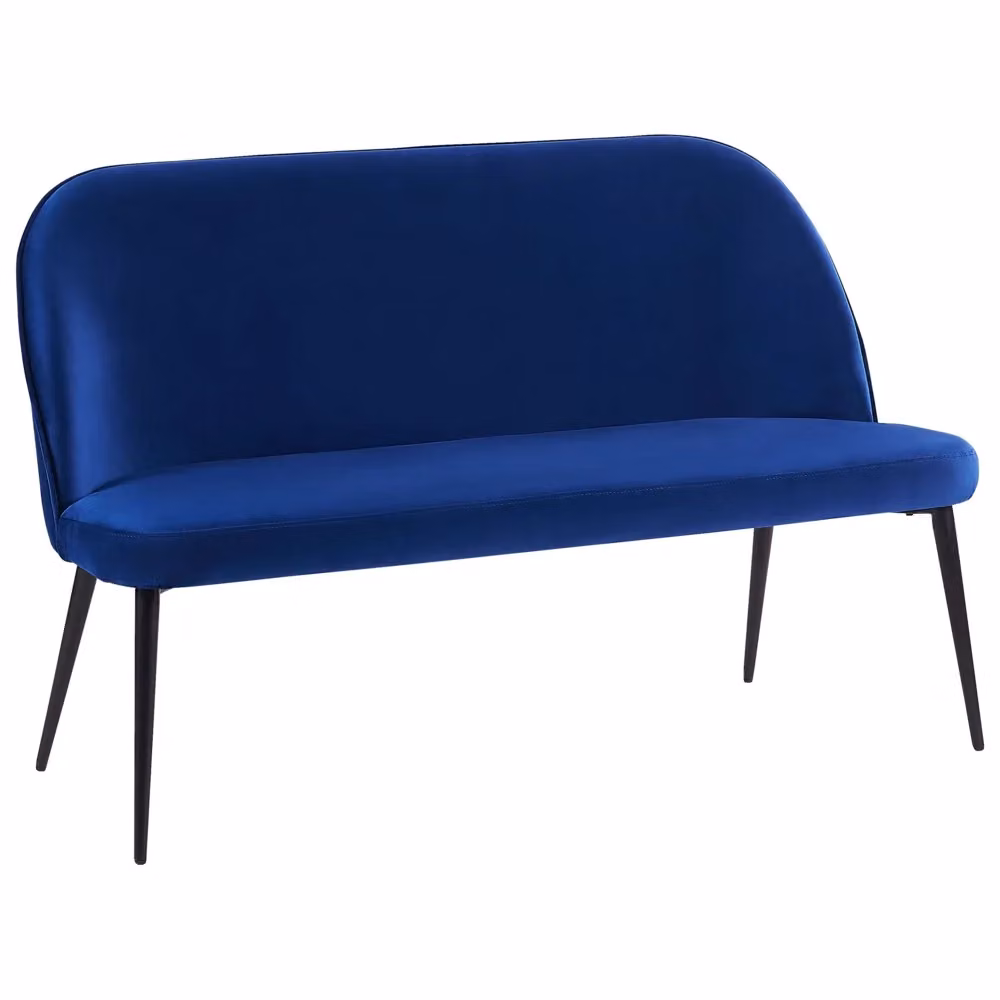 Divano da cucina e soggiorno Beliani a 2 posti in velluto blu navy con struttura in metallo – 2