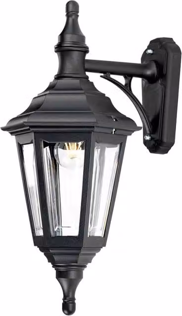Applique da esterno classica Kinsale Elstead in metallo nero con attacco E27 60W e protezione IP44 per giardino e terrazza