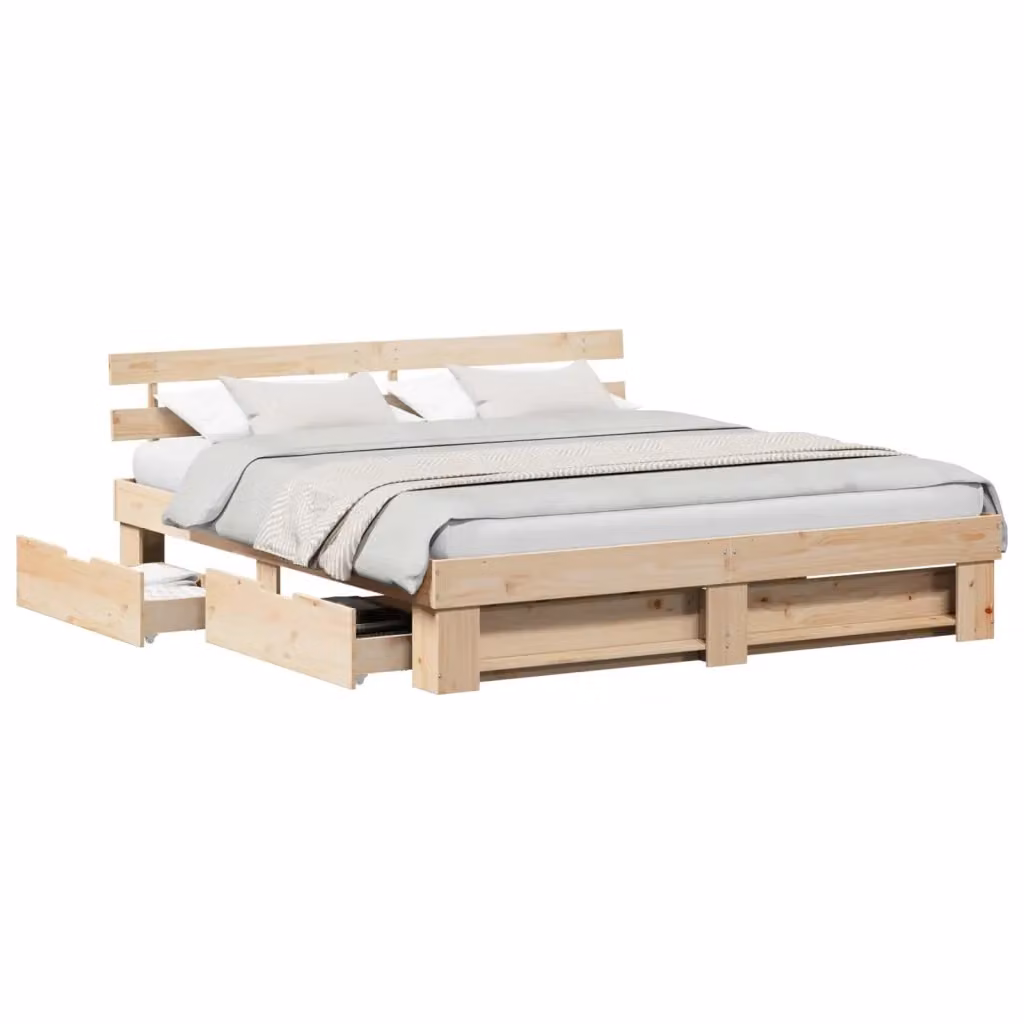 Struttura del letto moderna vidaXL in pino massello marrone L/P: 200 x 200 cm – 2