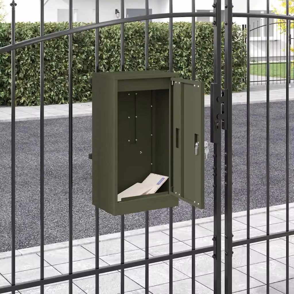 Cassetta postale vidaXL Oliver in acciaio verde L/P/H: 30 x 20 x 55 cm