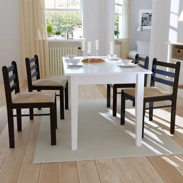 Set di 4 sedie da pranzo vidaXL in legno di Hevea e velluto marrone