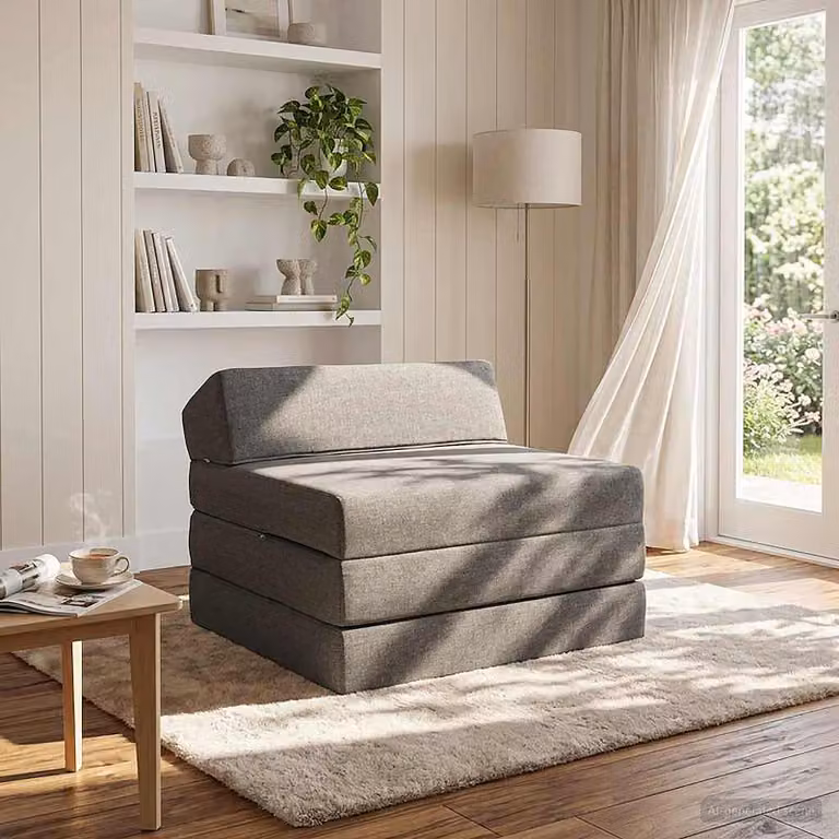 vidaXL Divano Letto Pieghevole Moderno in Tessuto Grigio Chiaro L: 200 cm, P: 70 cm, H: 10 cm
