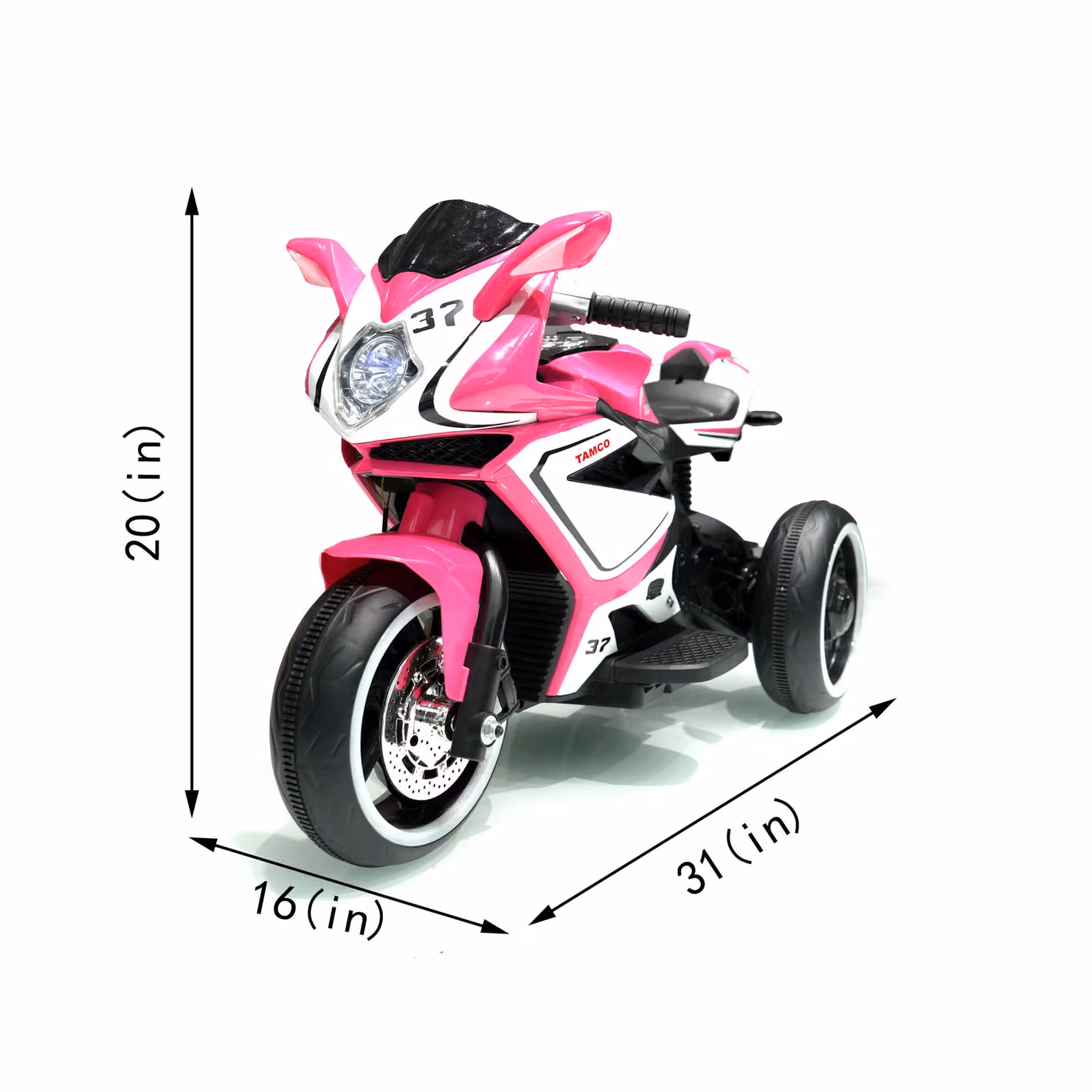 Moto elettrica per bambini Aosom con ruote luminose e indicatore batteria, Rosa, L: 78,1 cm, P: 40,6 cm, H: 51,5 cm – 2