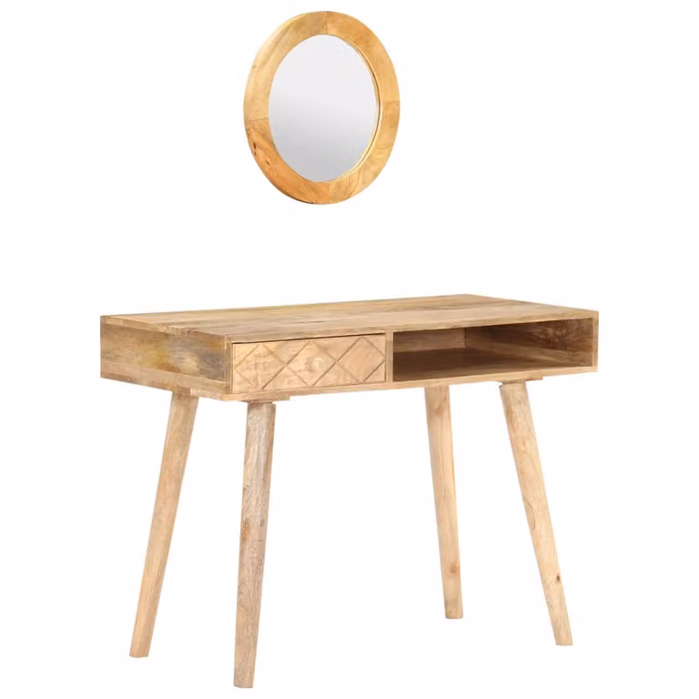 Tavolino da toilette 100x50x76 cm in legno massiccio di mango
