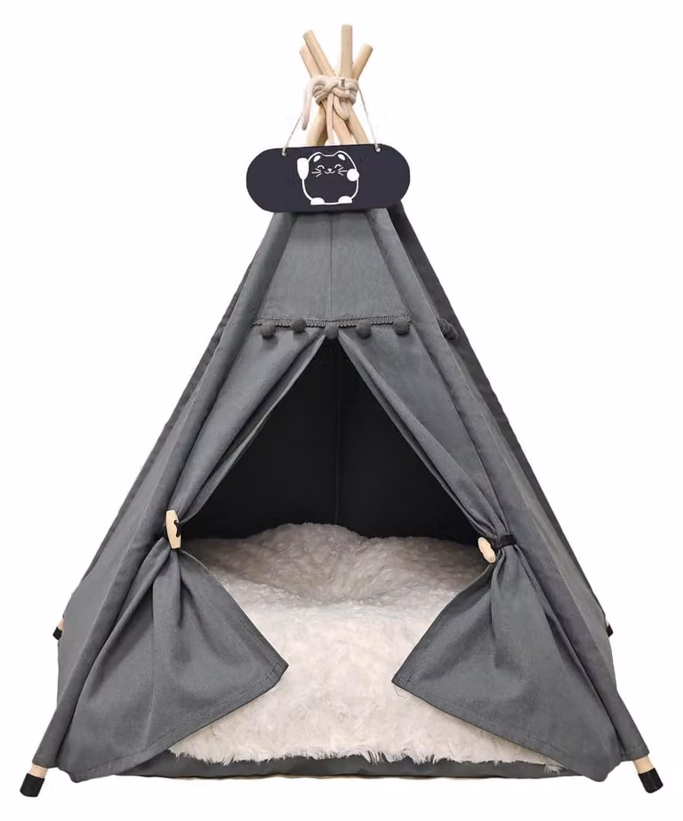 Tenda per animali domestici con cuscino, colore grigio, dimensioni 50x50x60 cm, taglia M