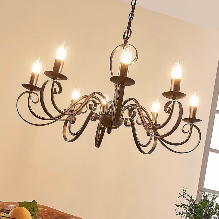 Lampadario a soffitto Caleb Lucande, dimmerabile, Marrone / Ruggine, Corridoio, Metallo, Campagna / Rustiche, Lampadario