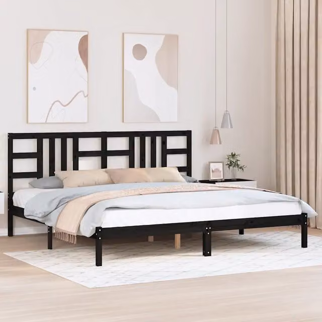 Giroletto Nero in Legno di Pino Massello con Doghe Fisse L/P/H: 200 x 200 x 31 cm