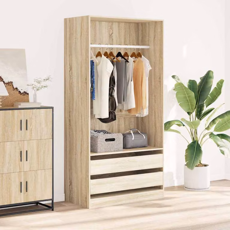 vidaXL Armadio Moderno in Legno Rovere con Cassetti Integrati, Colore Marrone, L/P/H: 100 x 50 x 200 cm