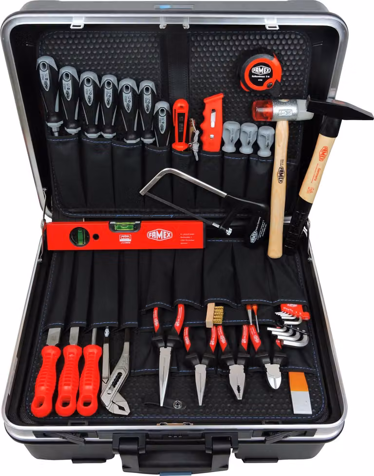 Set professionale di utensili completo in valigetta ABS, con trolley integrato. . Modello FAMEX 606-88
