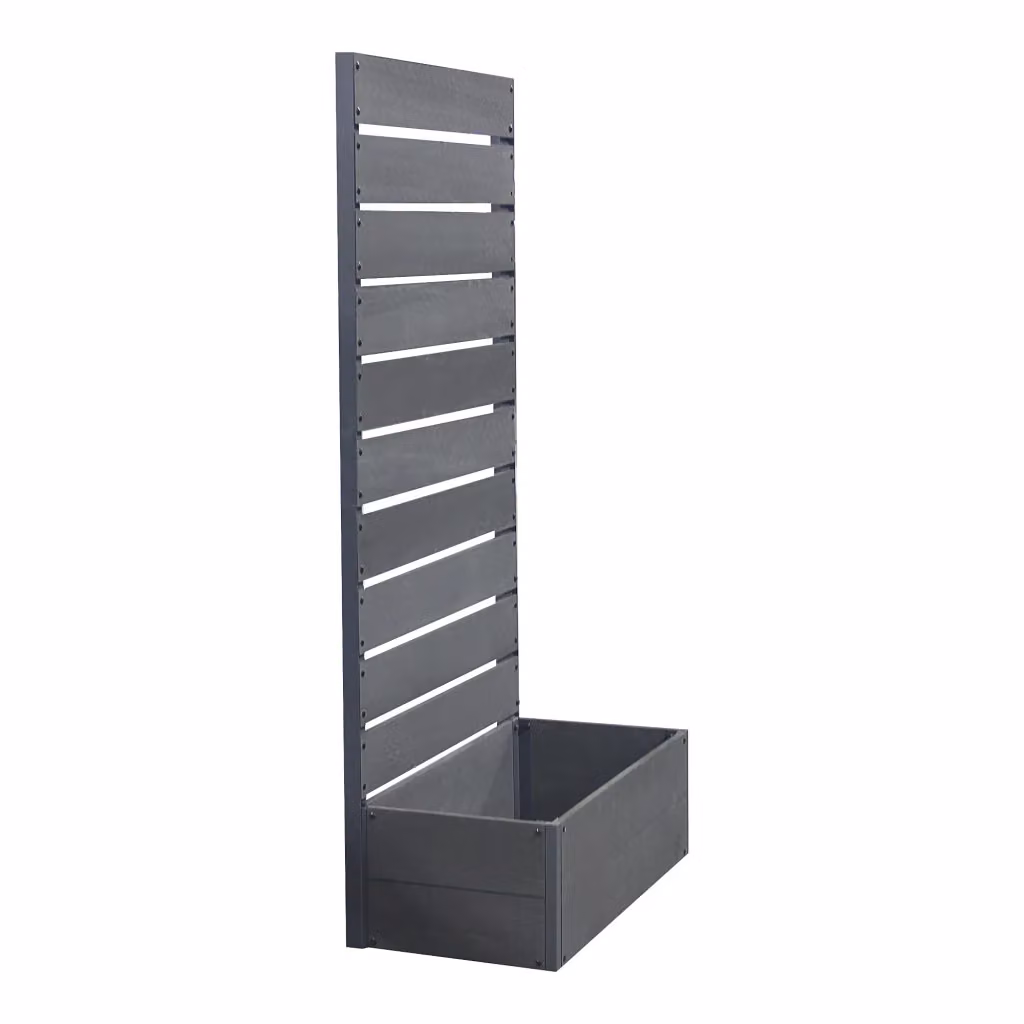 Fioriera con Spalliera Heerde in WPC Grigio en.casa L: 150 cm, H: 72 cm, P: 38 cm – 2