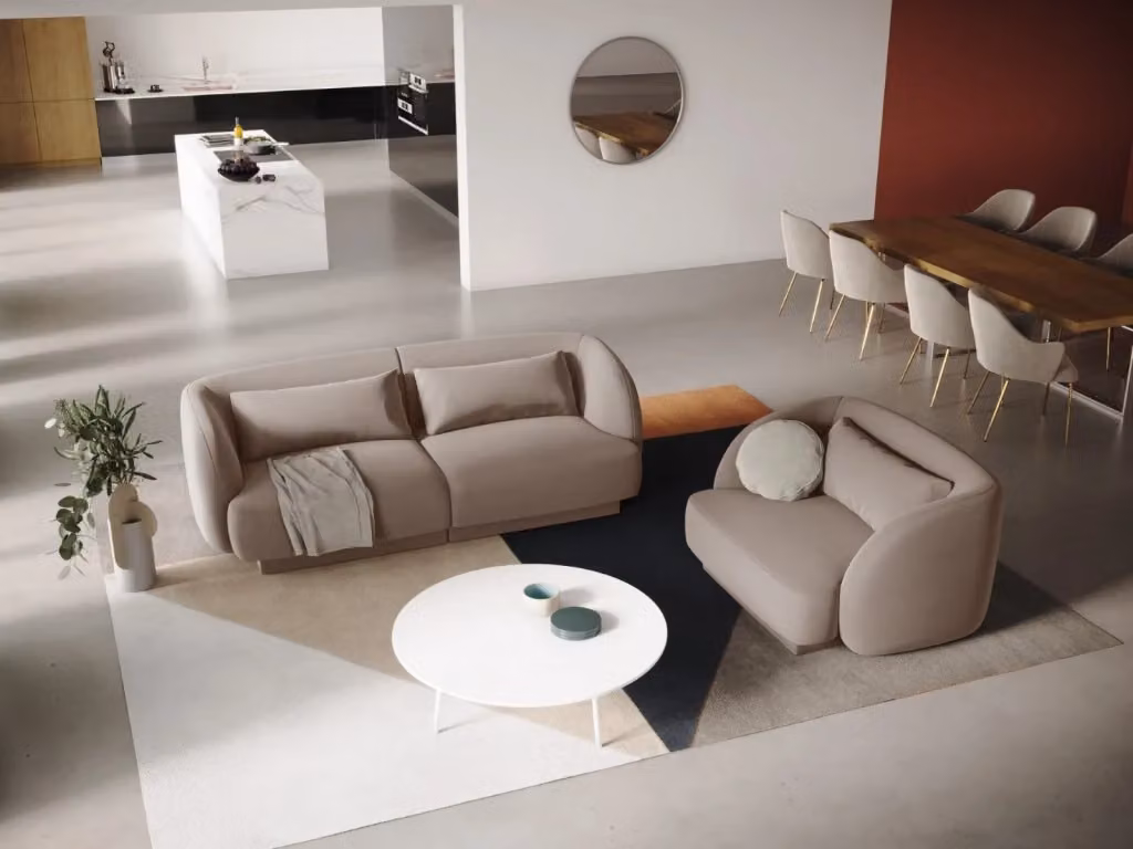 Divano 2 posti Tulum Cosmopolitan Design in velluto beige L: 180 cm, P: 70 cm, H: 90 cm – 2
