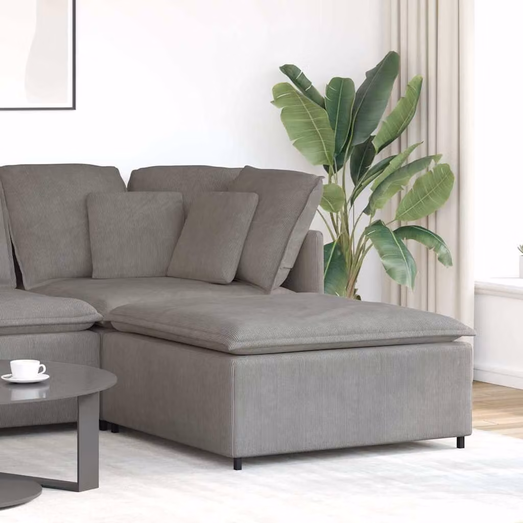 vidaXL Modulo Poggiapiedi Divano Modulare in Velluto Grigio L: 100 cm, P: 100 cm, H: 48 cm