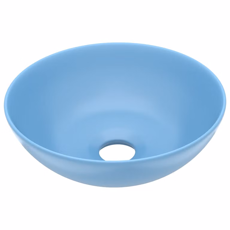 Lavandino da Bagno in Vetroceramica Azzurro Rotondo