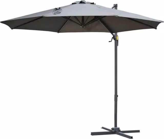 Ombrellone da Giardino Decentrato GIORDANOSHOP con Manovella e 8 Stecche in Alluminio e Poliestere Grigio L: 295 cm, H: 250 cm