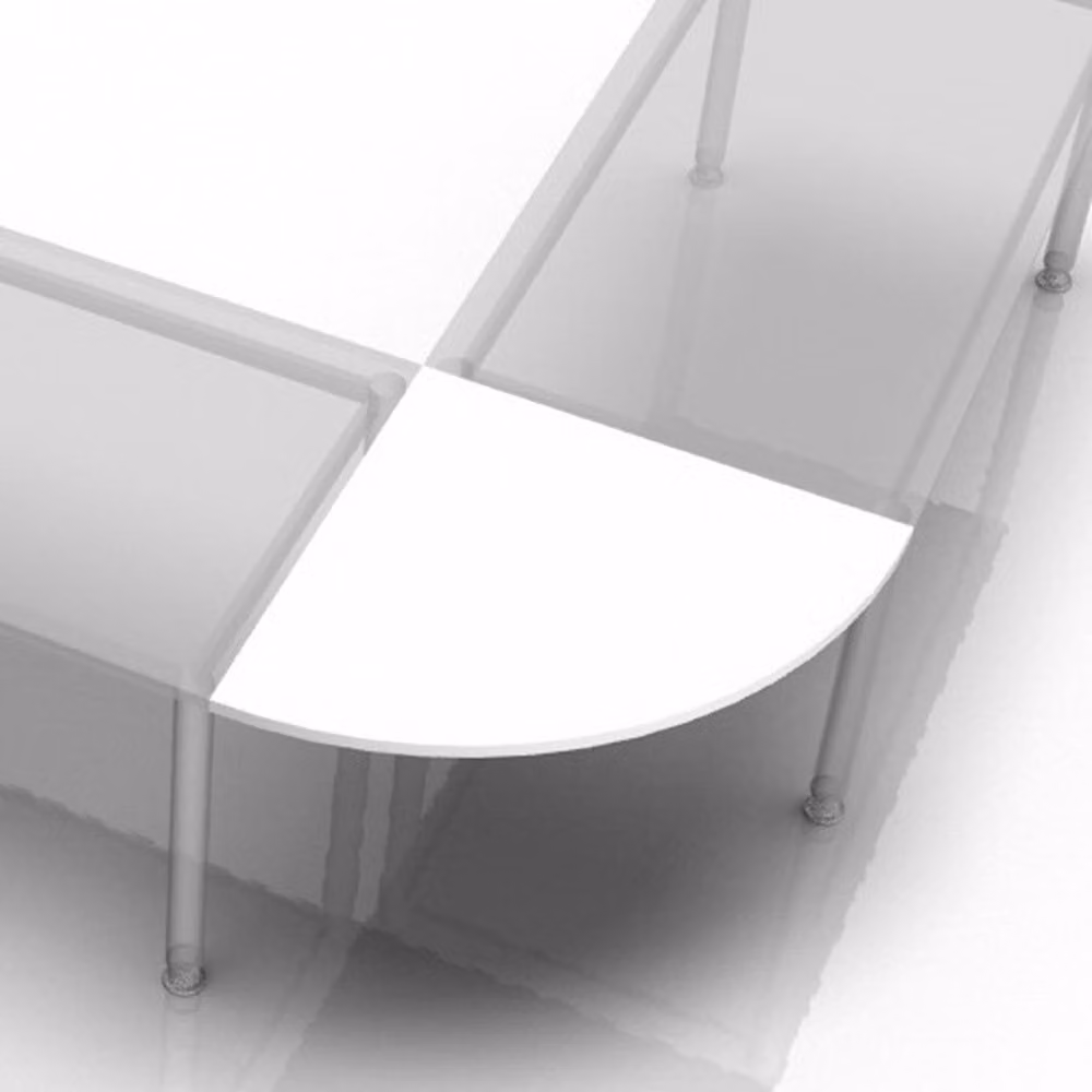 Tavolo da conferenza - Piano (senza gambe) / Quarto di cerchio. Modello Kontor, 80 x 80 cm, bianco