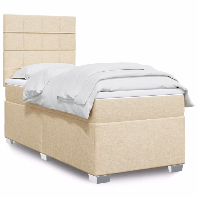 Letto Ibrido vidaXL con Materasso a Molle Insacchettate Beige e Bianco L/P: 100 x 200 cm
