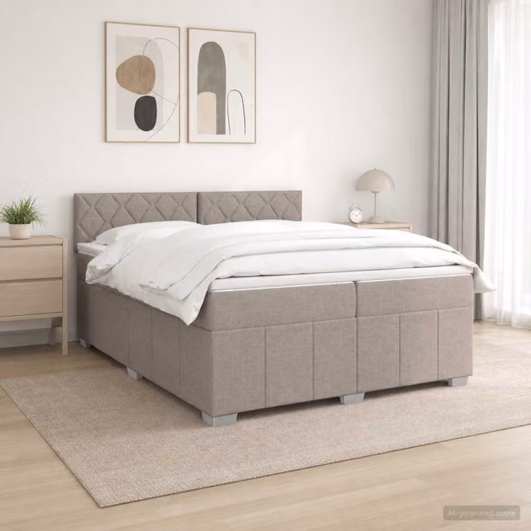 Letto box spring con materasso vidaXL in tessuto Tortora L/P: 200 x 200 cm
