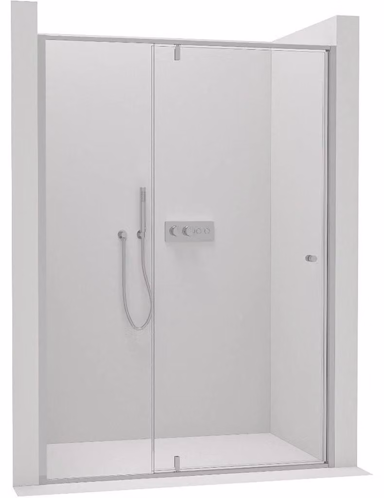 CERANO - Porta doccia girevole Santini L/P - 6 mm - cromata, vetro trasparente - 140x195 cm
