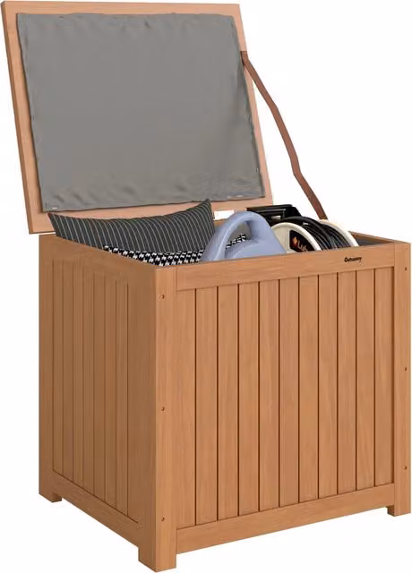 Baule da giardino esterno Outsunny in legno di abete marrone L 63 cm x P 51 cm x H 58,5 cm