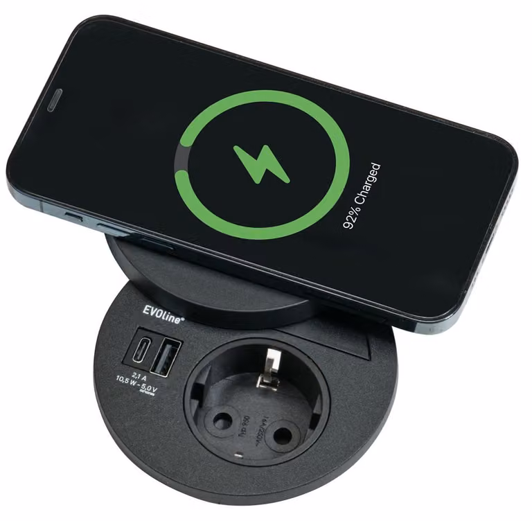 Naber Evoline® Circle80 DisQ, elementi di presa incorporati, con presa Schuko, USB A/C 8031115