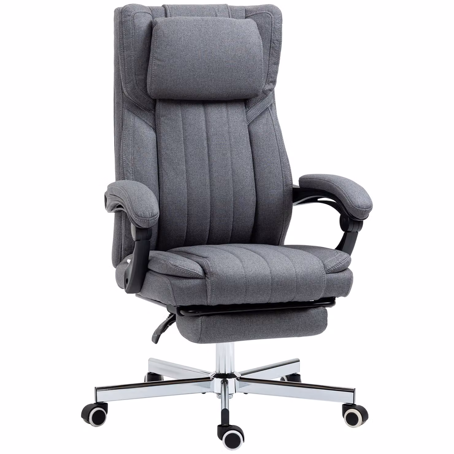 Vinsetto sedia da ufficio poltrona ergonomica seduta girevole schienale reclinabile braccioli regolabili in altezza poggiatesta poggiapiedi 65 x 61 x 105-113 cm - grigio