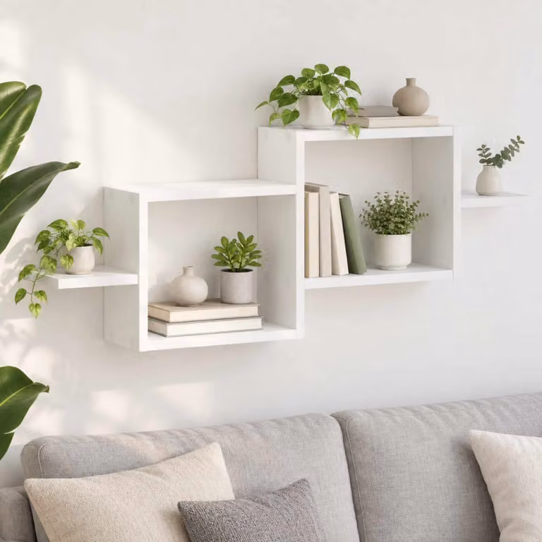 Scaffale da parete vidaXL Bianco in Legno MDF Minimalista L: 95 cm, P: 17 cm, H: 37 cm