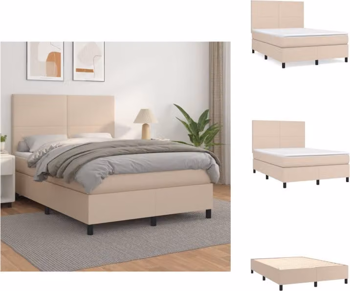 vidaXL Materasso letto a molle cappuccino-marrone 140x200cm in Pelle finta - Letti e strutture letto
