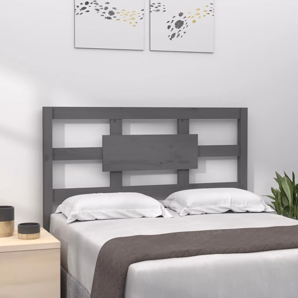 Testiera per letto vidaXL in legno massello di pino, colore grigio, stile rustico, L: 105,5 cm, P: 4 cm, H: 100 cm