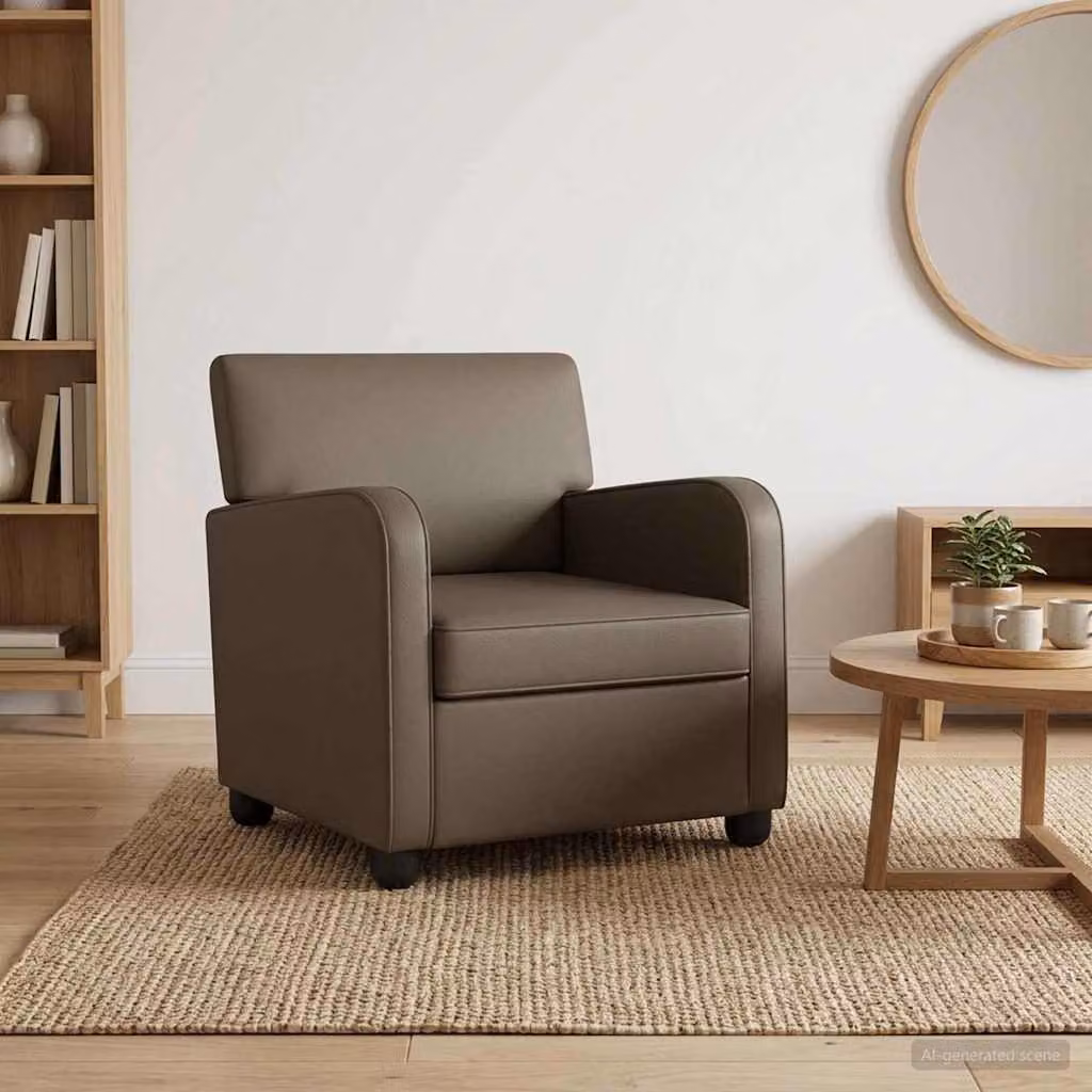 Poltrona lounge moderna vidaXL in similpelle grigia con braccioli