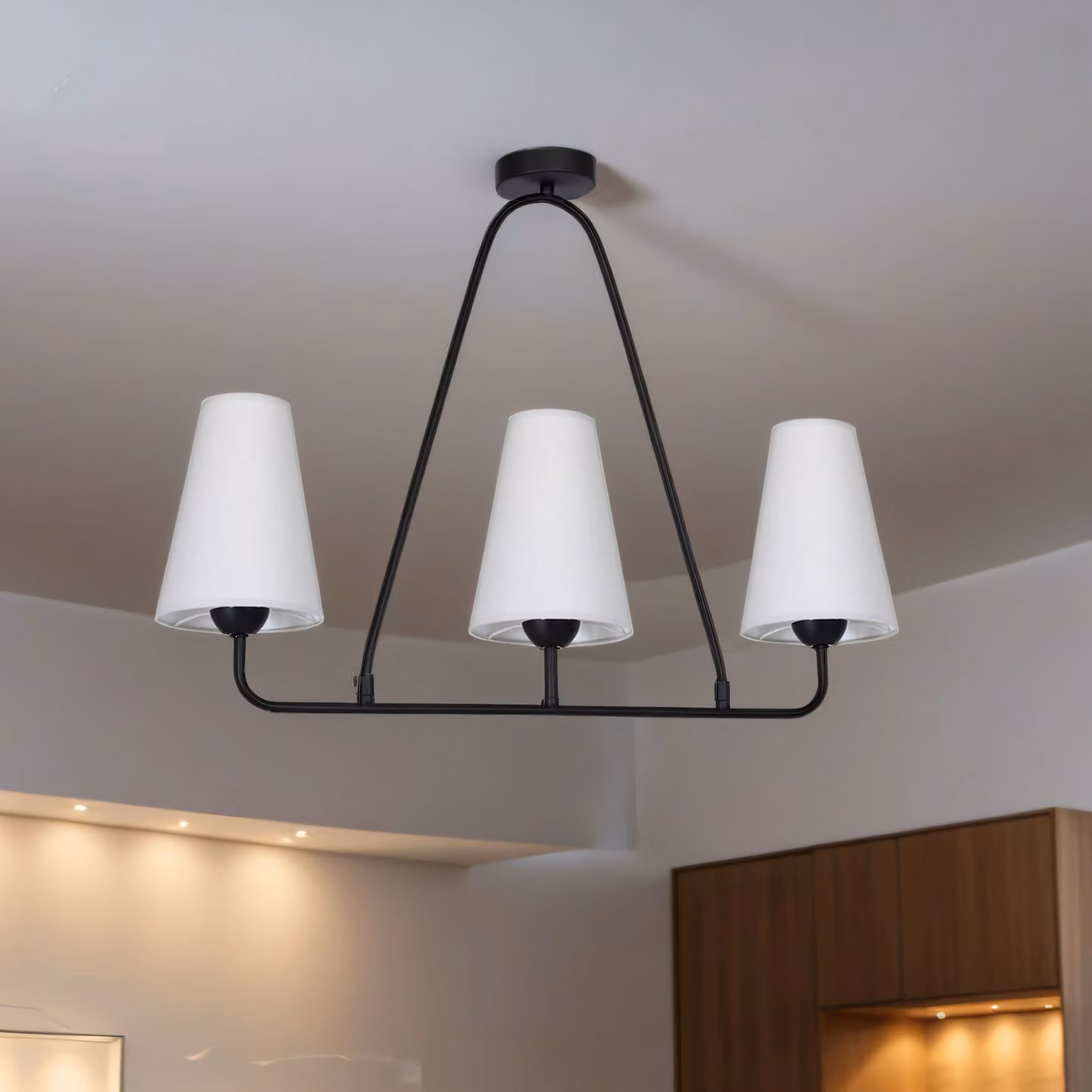 Plafoniera grigio nero L: 90 cm 3 luci E27 in tessuto metallo plafoniera sala da pranzo lampada da tavolo