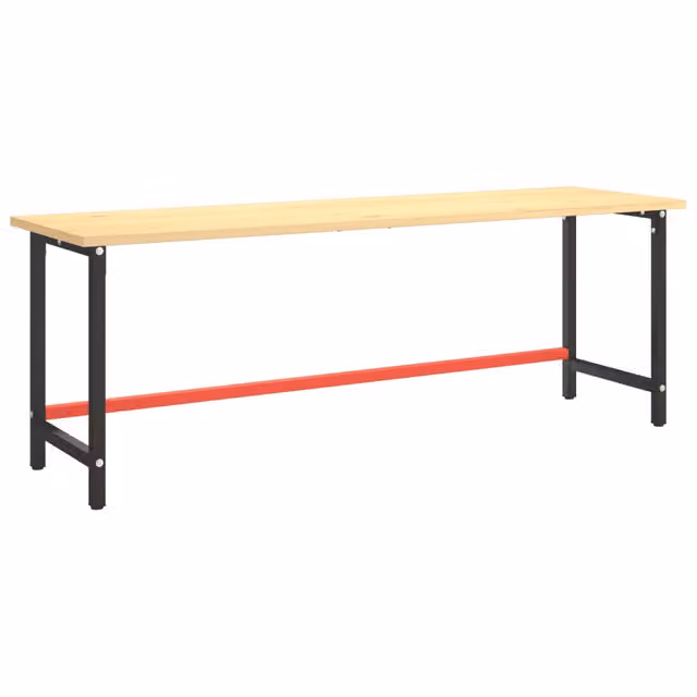 Telaio Banco da Lavoro in Metallo Design In Nero e Rosso Opaco L/P/H: 220 x 57 x 79 cm CFW3115601