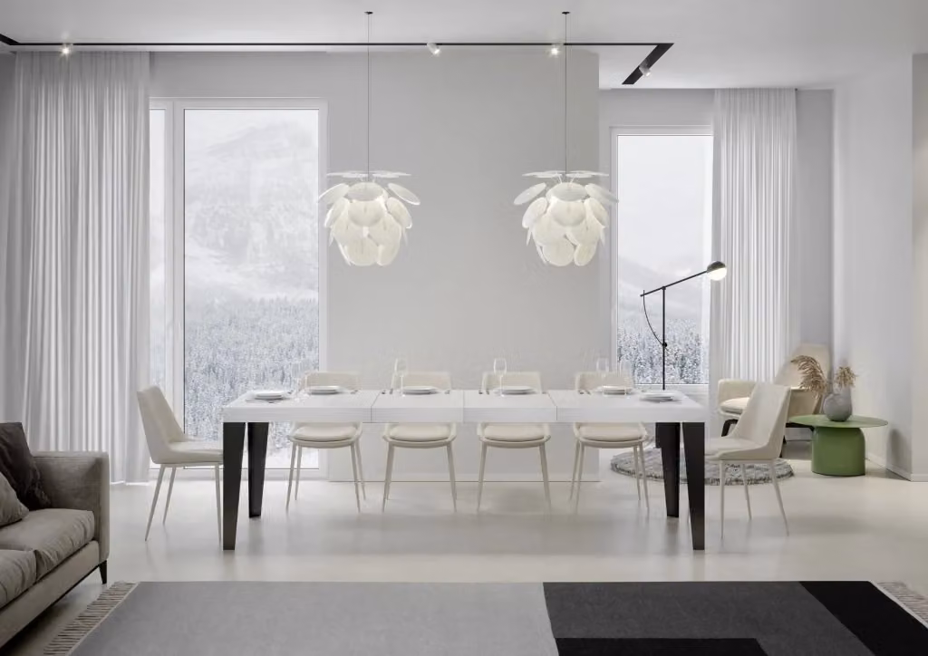 Tavolo allungabile Flaris Premium di Bs Com, finitura bianco frassino con telaio antracite, L: 200-460 cm, P: 90 cm – 2