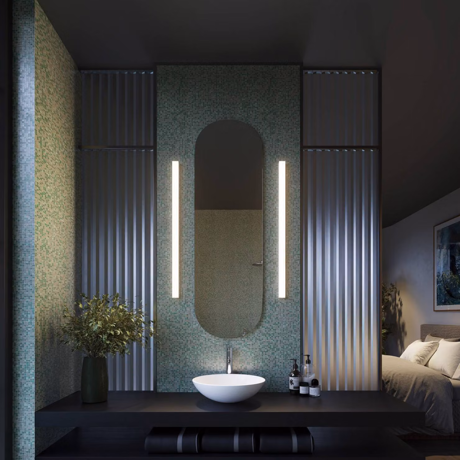 Wever & Ducré Lighting Applique da parete Mirba 3.0, Nero, Bagno, Plastica, Applique
