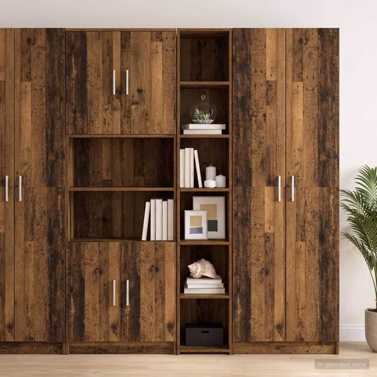 Credenza moderna vidaXL in legno marrone con ripiani interni e ante a battente L/P/H: 30 x 41 x 185 cm