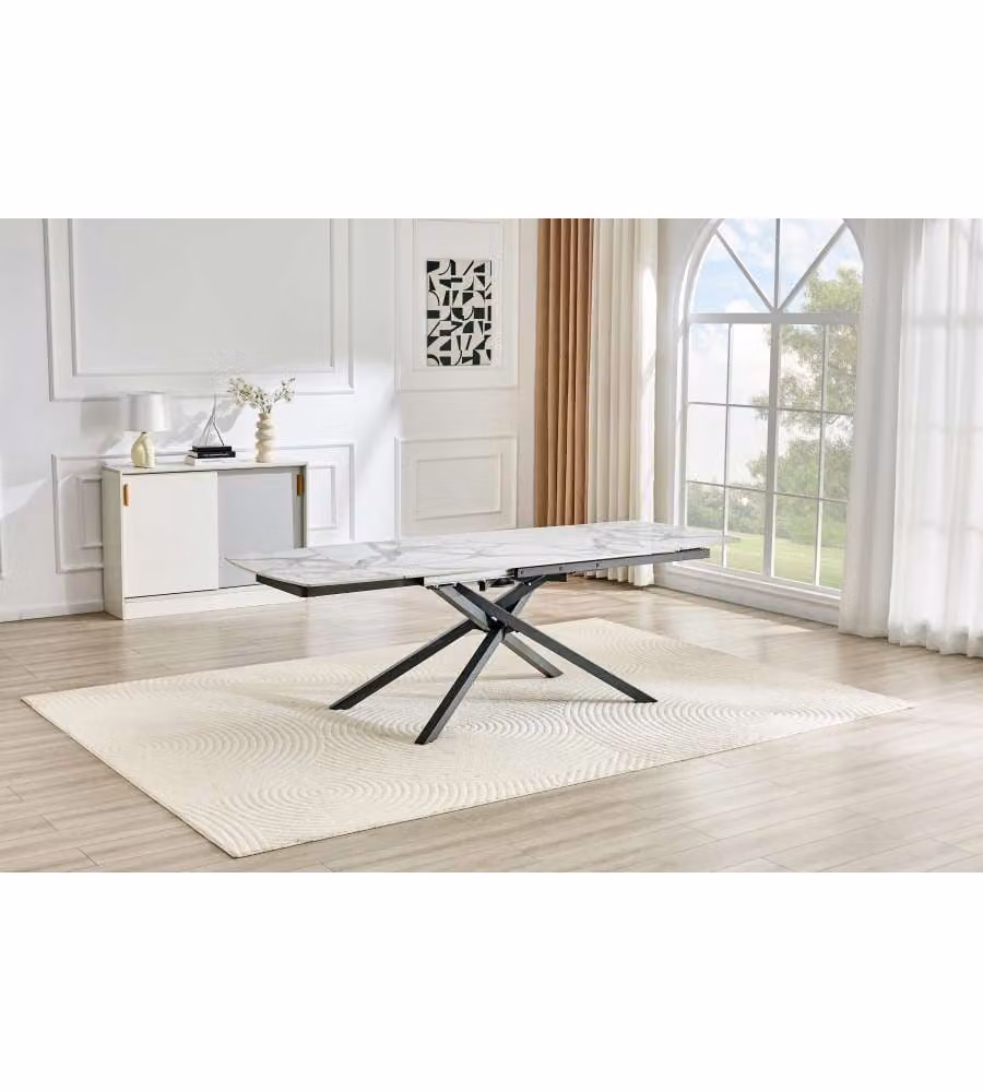 Tavolo allungabile Kronos Bianco effetto marmo 160/240x90x75 cm