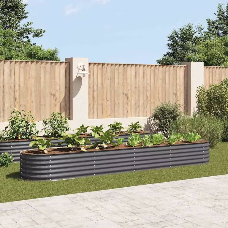 Letto rialzato da giardino vidaXL in acciaio zincato grigio L 400 cm x P 80 cm x H 44 cm