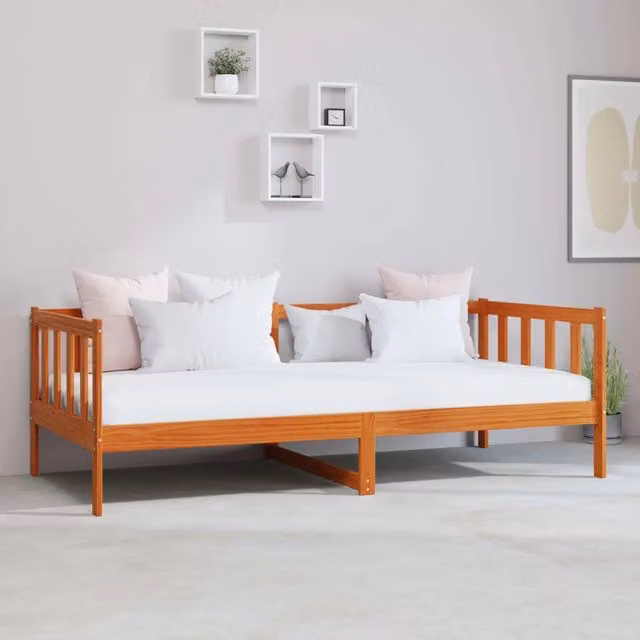 Letto Giorno con materasso-Divano Letto Marrone e Bianco Cerato 90 x 200 cm 464210