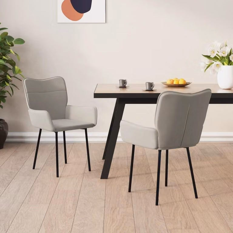 Set di 2 poltrone da pranzo imbottite con braccioli