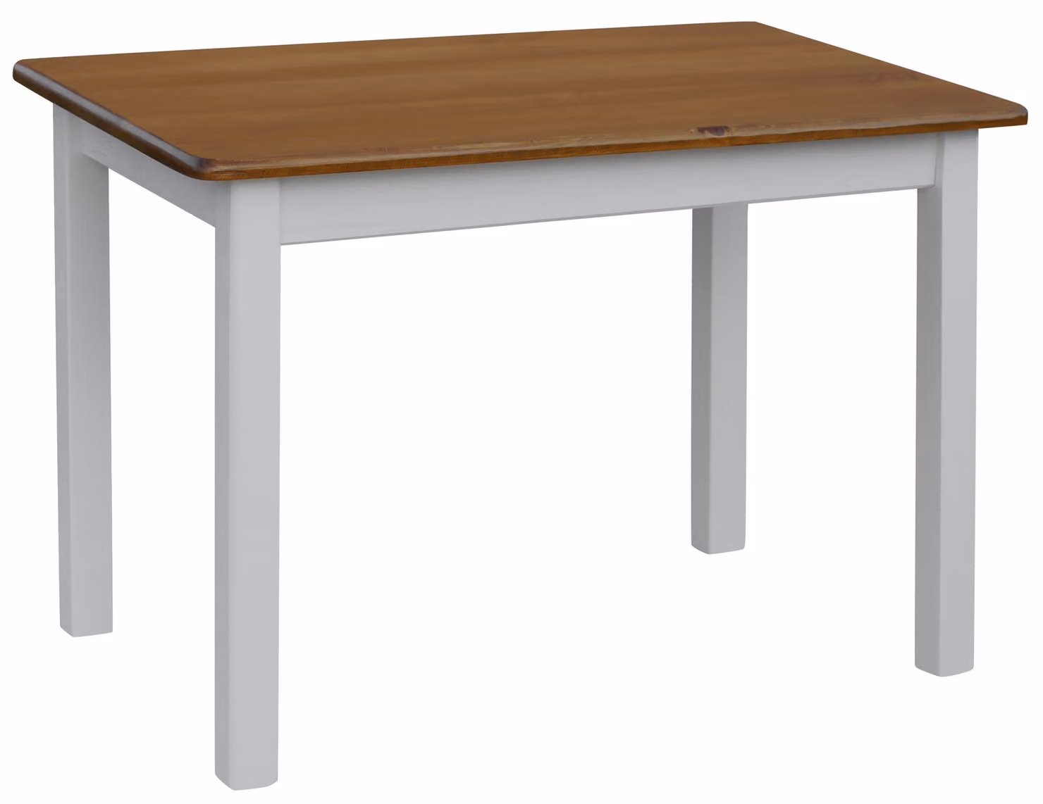 Tavolo bianco in legno di pino massiccio con piano in colore rovere 130 x 70 cm
