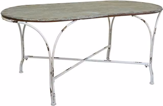 Tavolino ovale in metallo Wanderlust Deco grigio L: 120,5 cm, P: 65 cm, H: 52 cm