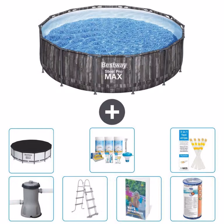 Piscina gonfiabile Bestway Steel Pro MAX, rotonda, 427x107 cm, composta da 6 parti, modello S556